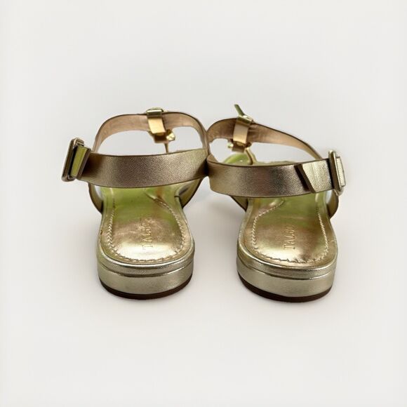 Talbots Women’s Size 8 Gold T-Strap Flip Flop Sandals Shell Summer Beach Shoes - Picture 3 of 7